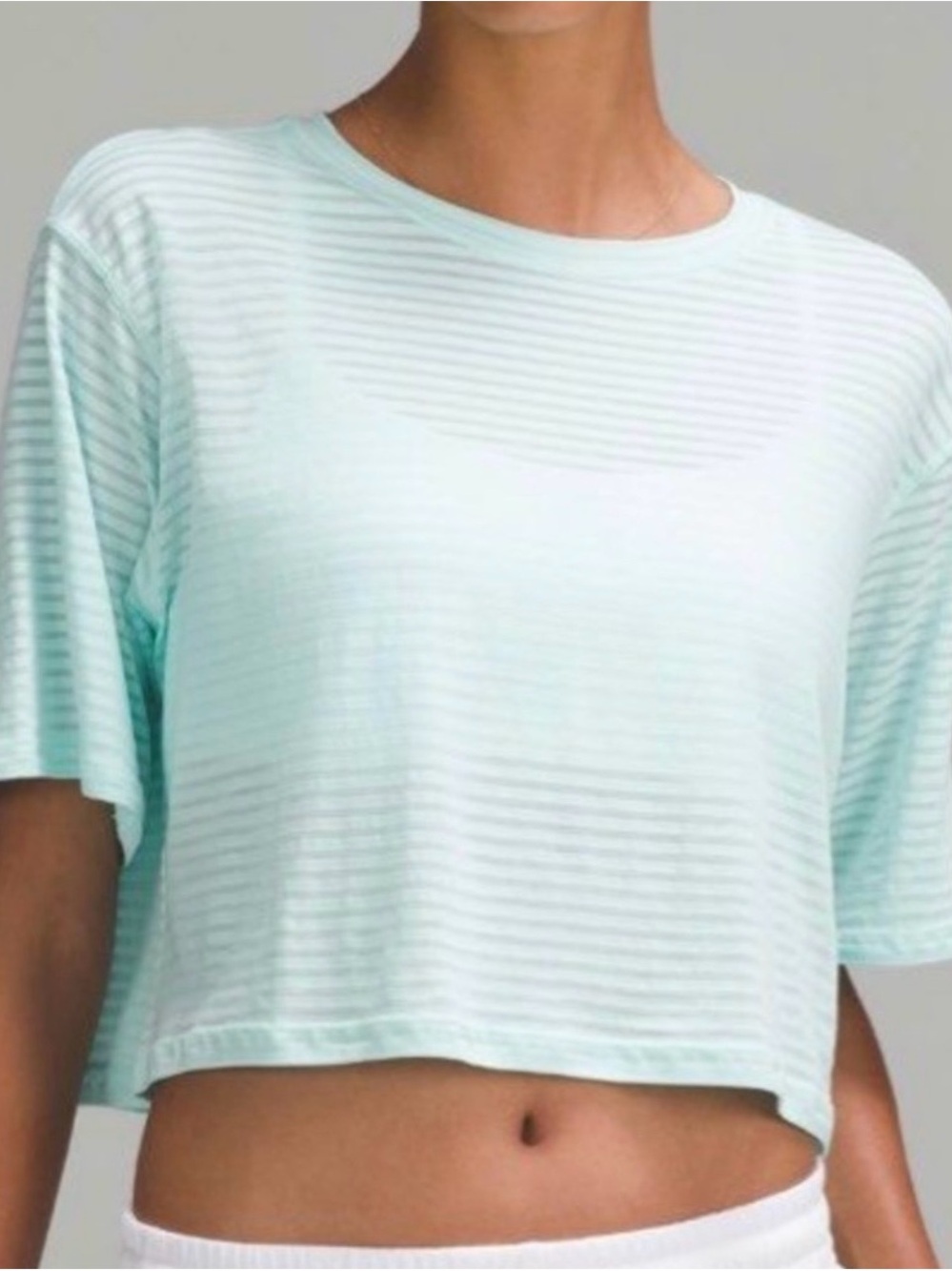 lululemon athletica Light Mint Cortes Shadow Striped Short Sleeve Crop T Shirt
